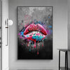 Tableau Bouche Jaune et Rose