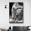 Tableau Famille de Lion Noir et Blanc