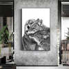 Tableau Famille de Loups Noir et Blanc