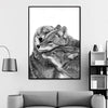 Tableau Famille de Loups Noir et Blanc
