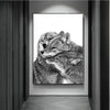 Tableau Famille de Loups Noir et Blanc