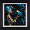 Tableau Femme Africaine & Perroquet Bleu
