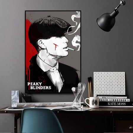 Tableau Peaky Blinders Tommy Shelby Portrait Red & Gray
