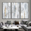 Tableau Triptyque Abstrait Argent et Or