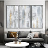 Tableau Triptyque Abstrait Argent et Or