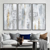 Tableau Triptyque Abstrait Argent et Or