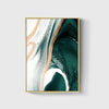 Tableau Triptyque Vert et Doré effet Marbre