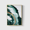 Tableau Triptyque Vert et Doré effet Marbre