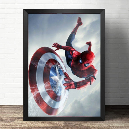 Tableau Marvel Spiderman Bouclier Captain America
