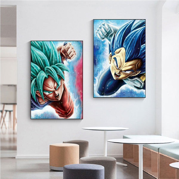 Tableau Dragon Ball Z Goku & Vegeta Super Saiyan Blue