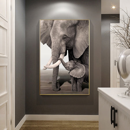 Tableau Éléphant & son Bébé