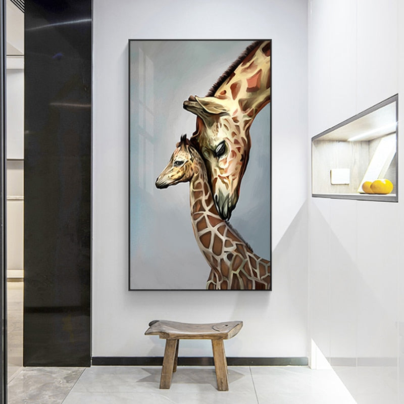 CHILDHOME Peinture à l'huile enfant girafe 30x40 cm
