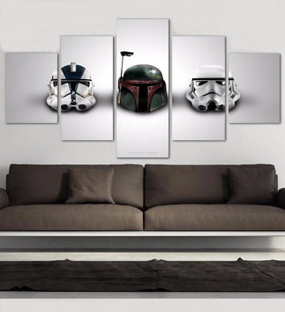 Tableau Star Wars Casques Clones et Stormtroopers