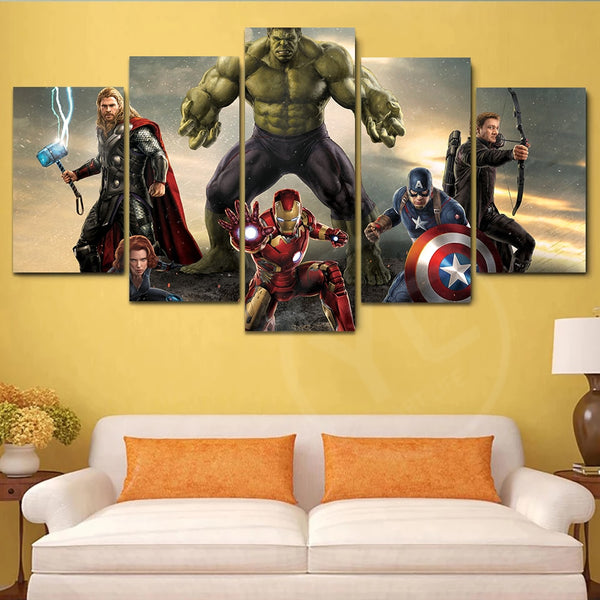 Marvel Avengers Avengers Tableau sur toile avec cadre en bois de 3 cm 37 x  50 cm